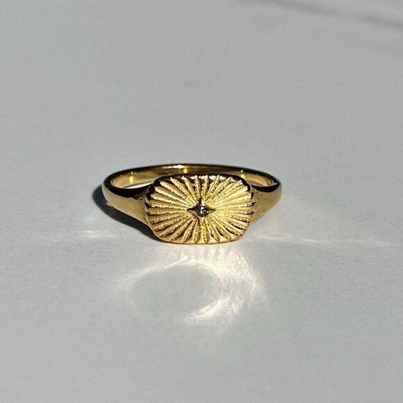 New! “Zeina” Ribbed Gold Ring - Picture 2 of 7